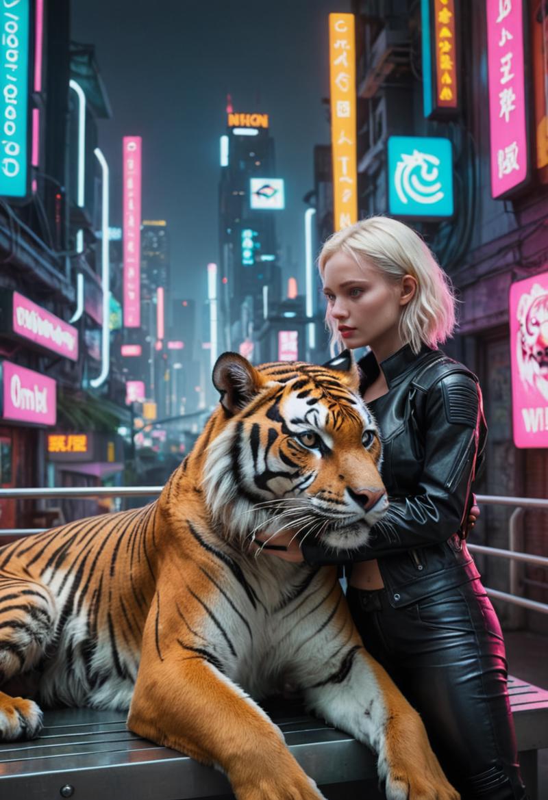 00775-1967915426-A photo of an (Albino woman_1.1), embracing a (majestic Bengal tiger_1.3) with mutual affection, both featuring cybernetic enhan.png